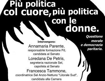 Nettuno- Convegno: “Più politica col cuore, più politica con le donne”, venerdi 1° febbraio