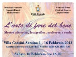 Anzio- Dall’1° al 16 febbraio la mostra “L’Arte di fare del Bene”, un’esposizione artistica per il beneficio della comunità”