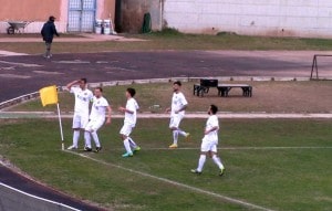 Anzio - Trastevere Paolacci esulta dopo il gol (foto Ferri)