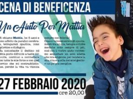 Nettuno. 27 febbraio, Cena di beneficenza “un aiuto per Mattia”