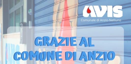 I ringraziamenti dell’Avis al Comune di Anzio e chiunque abbia offerto supporto