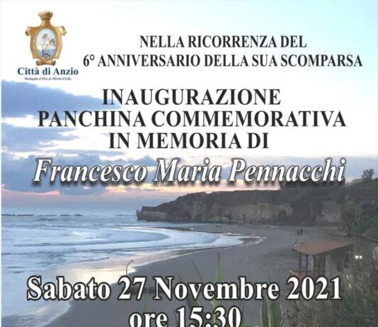 Anzio, una panchina commemorativa in memoria di Francesco Pennacchi