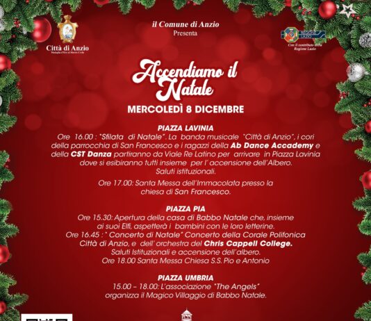 Anzio, l’8 dicembre si accendono gli alberi di Natale