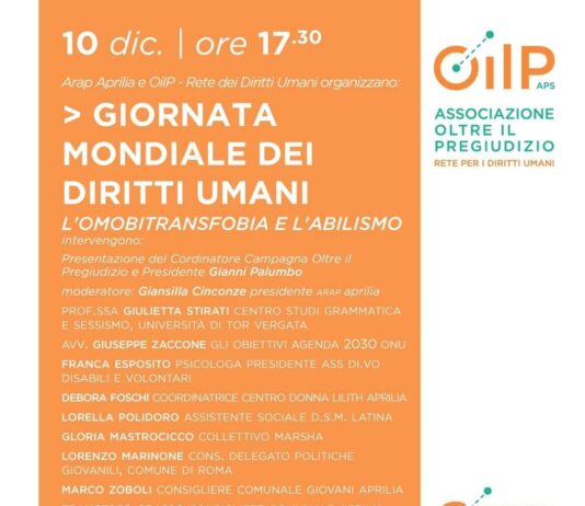 Giornata Mondiale per i Diritti Umani. Arap Aprilia” e “Oltre il Pregiudizio” seminario web venerdì 10 dicembre