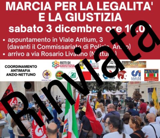 Rinviata causa maltempo la Marcia per la legalità e la giustizia