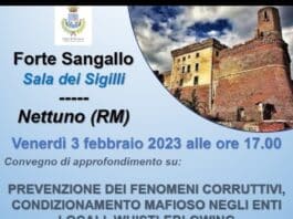 Nettuno. Il 3 febbraio il convegno su: Come prevenire i fenomeni corruttivi e il condizionamento mafioso negli enti locali