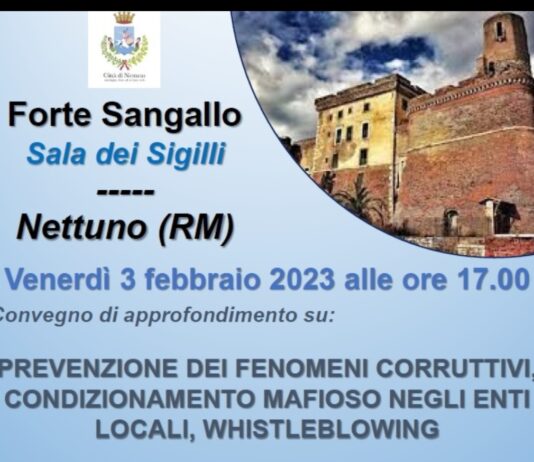 Nettuno. Il 3 febbraio il convegno su: Come prevenire i fenomeni corruttivi e il condizionamento mafioso negli enti locali