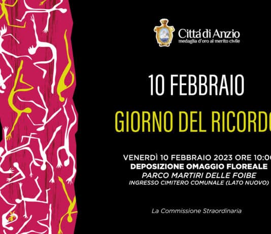 Anzio. Giorno del Ricordo: oggi 10 febbraio, alle ore 10.00, la deposizione di un omaggio floreale