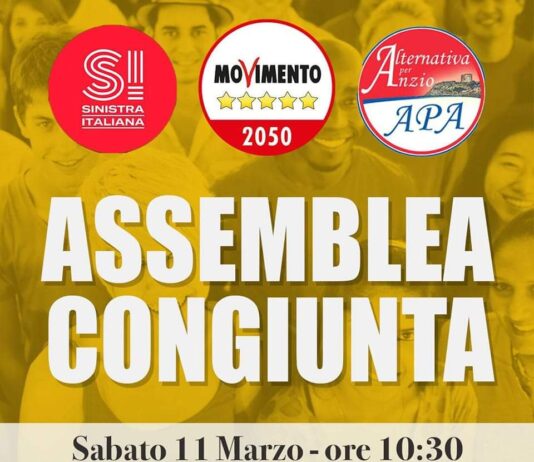 Anzio. Sabato 11, Assemblea pubblica congiunta Movimento 5 Stelle, Alternativa per Anzio e Sinistra Italiana