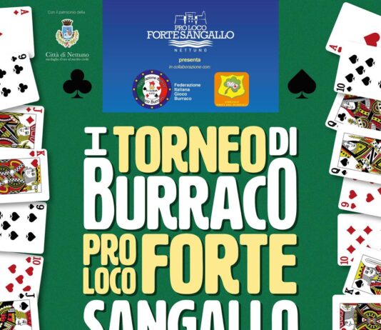 Il 20 agosto, il 1° Torneo di Burraco della Pro Loco Forte Sangallo, presso il Kinsale Irish Pub di Nettuno