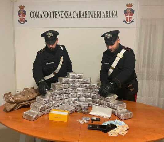 Ardea. I Carabinieri sequestrano 30 kg di hashish e arrestano tre persone