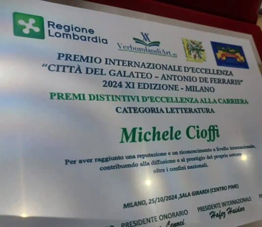 L’aforista di Nettuno Michele Cioffi premiato come Eccellenza Internazionale