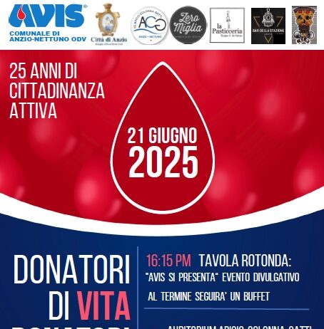 Anzio, sabato 21, incontro pubblico dal titolo “Donatori di vita, donatori di tempo”,