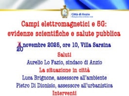 “Campi elettromagnetici e 5G: evidenze scientifiche e salute pubblica”. Incontro rinviato al 20 novembre