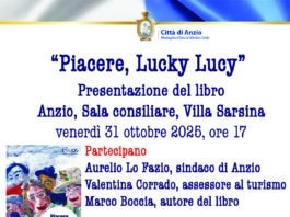 Anzio, il 31 ottobre Percorsi di legalità, Marco Boccia presenta “Piacere, Lucky Lucy”