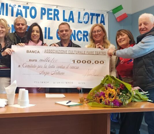 Fare Teatro dona 1000 euro al Comitato per la lotta contro il Cancro