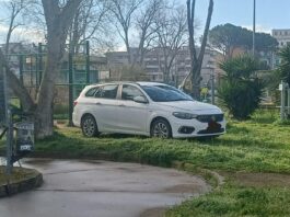 Nettuno, con l’auto nel parco Palatucci, la segnalazione di un cittadino