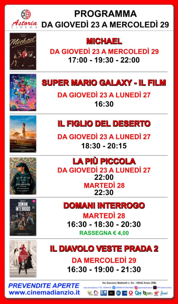 Cinema Astoria, i film in programma ad Anzio e Nettuno 5