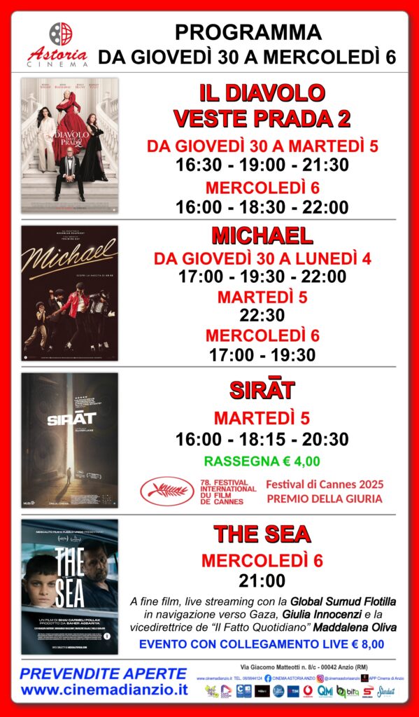 Cinema Astoria Anzio. I film in programma e quelli della rassegna 2026 5