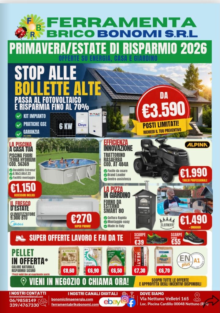Ferramenta Brico Bonomi, nuove offerte: trattorini, tagliaerba, piscine, pellet 3
