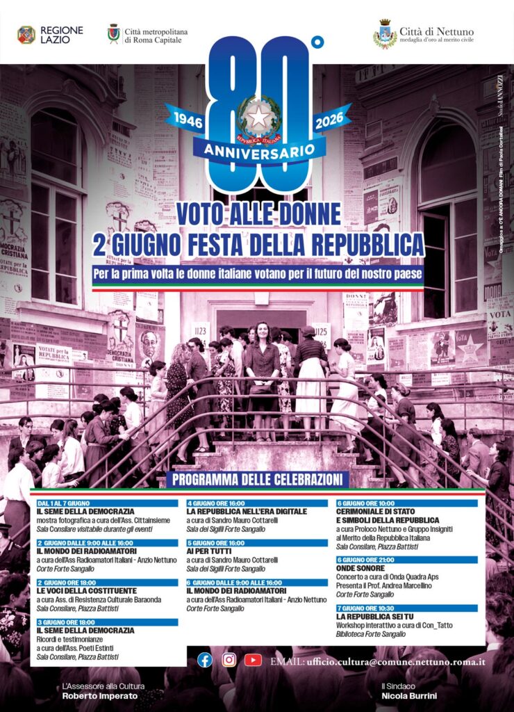 2 giugno, Nettuno celebra gli 80 anni del primo voto alle donne e della nascita della Repubblica Italiana 1