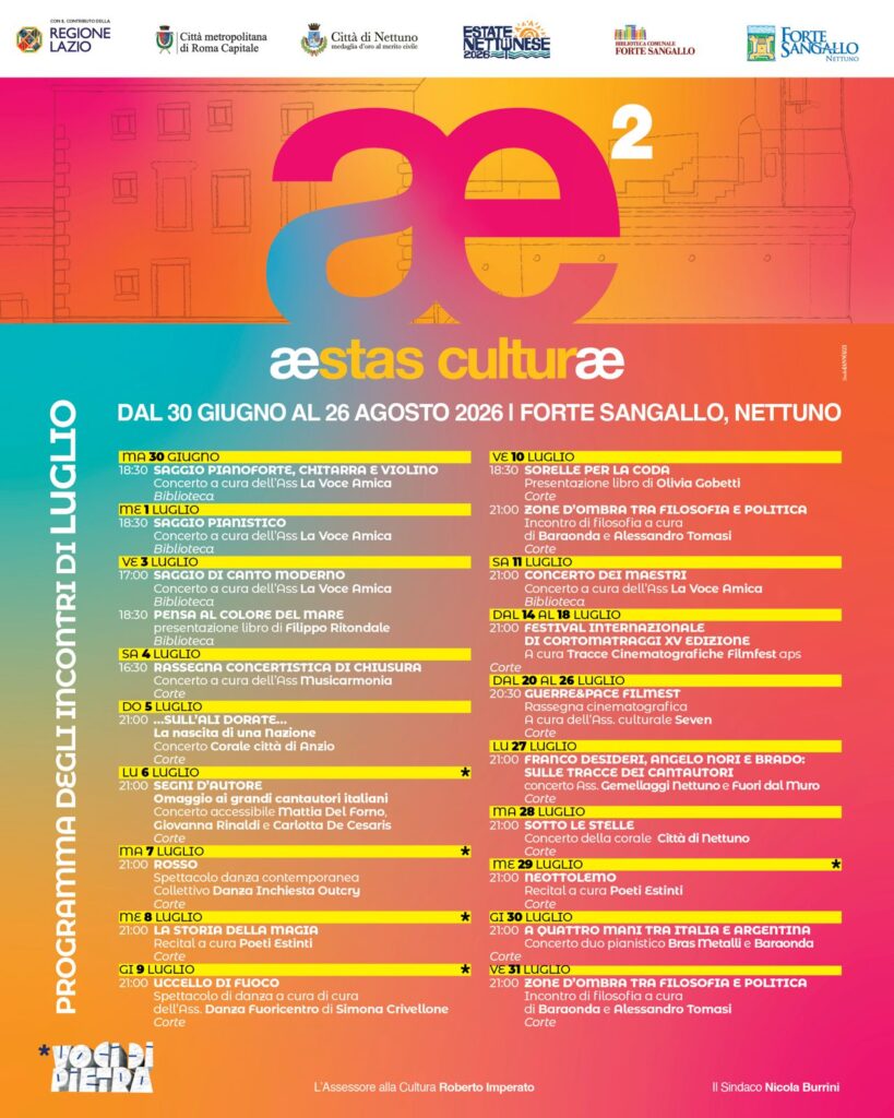 Aestas Culturae 2026: il Forte Sangallo continua a essere il cuore culturale di Nettuno 1