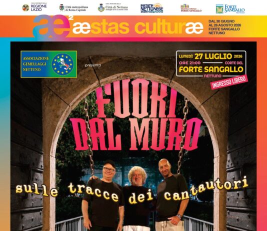 Nettuno, Lunedì 27 luglio “Fuori dal Muro” ad *Aestas Culturae*: un viaggio nella grande canzone d’autore italiana
