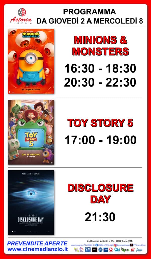Cinema Astoria Anzio, i film in programma dal 2 all'8 luglio 3 Cinema Astoria Anzio, i film in programma dal 2 all'8 luglio 3