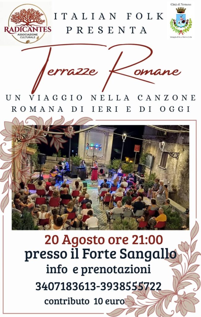 Nettuno, "Un viaggio nella canzone romana di ieri e di oggi", il 20 agosto al forte Sangallo 1 Nettuno, "Un viaggio nella canzone romana di ieri e di oggi", il 20 agosto al forte Sangallo 1