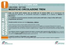 Interruzione della circolazione ferroviaria tra l’8 e il 12 ottobre tra Marechiaro e Nettuno